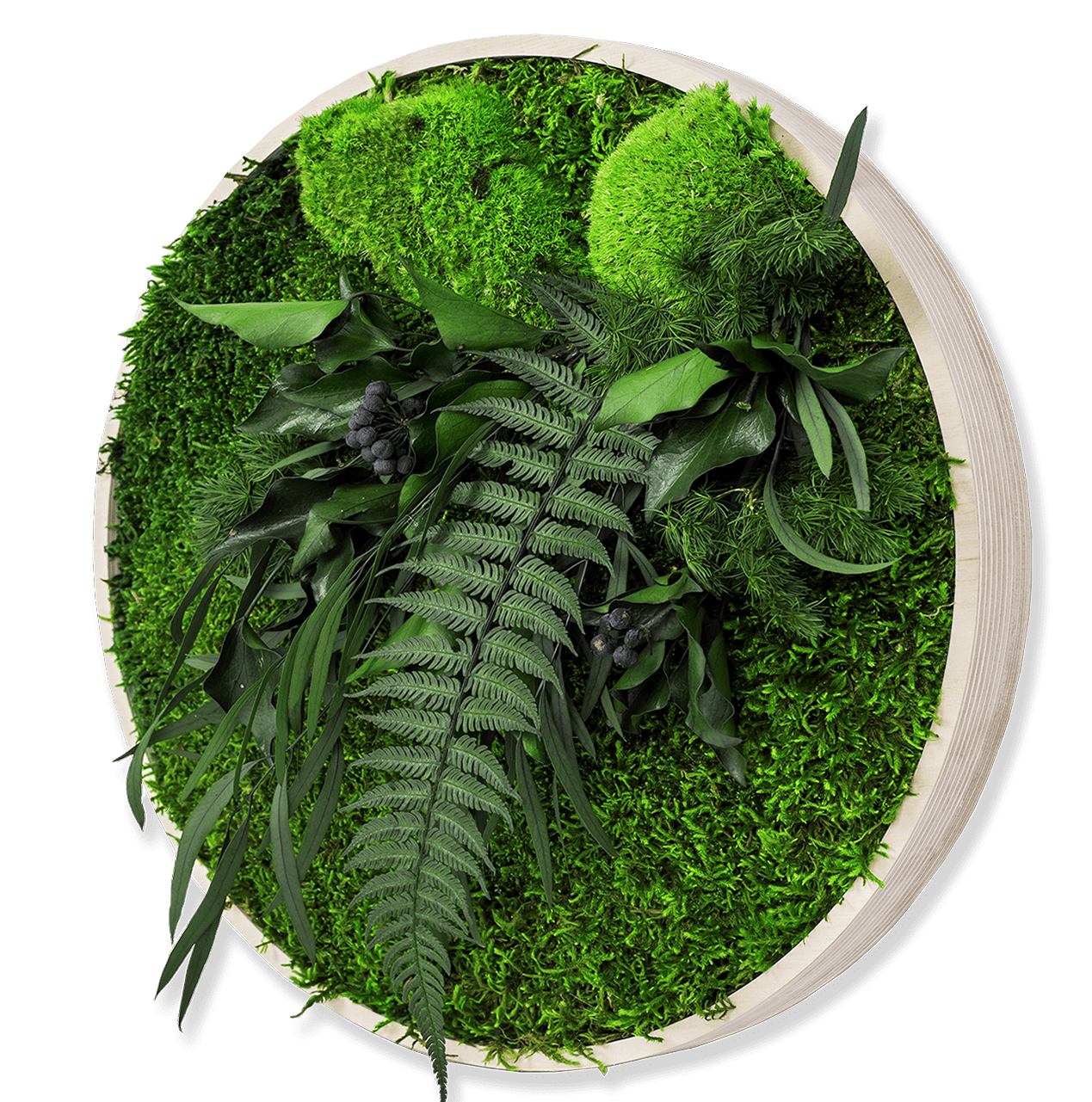 Moosbild GREENIN Leafy_Sperrholz_o40_naturaldesign.at